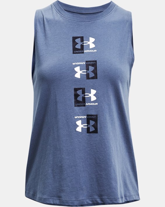 Camiseta sin mangas UA Repeat Muscle para mujer, Blue, pdpMainDesktop image number 4